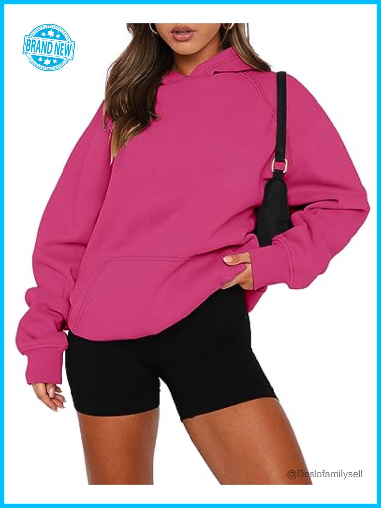 Women Pullover Hoodie Kangaroo Pocket Fleece Sweatshirt Long Sleeve